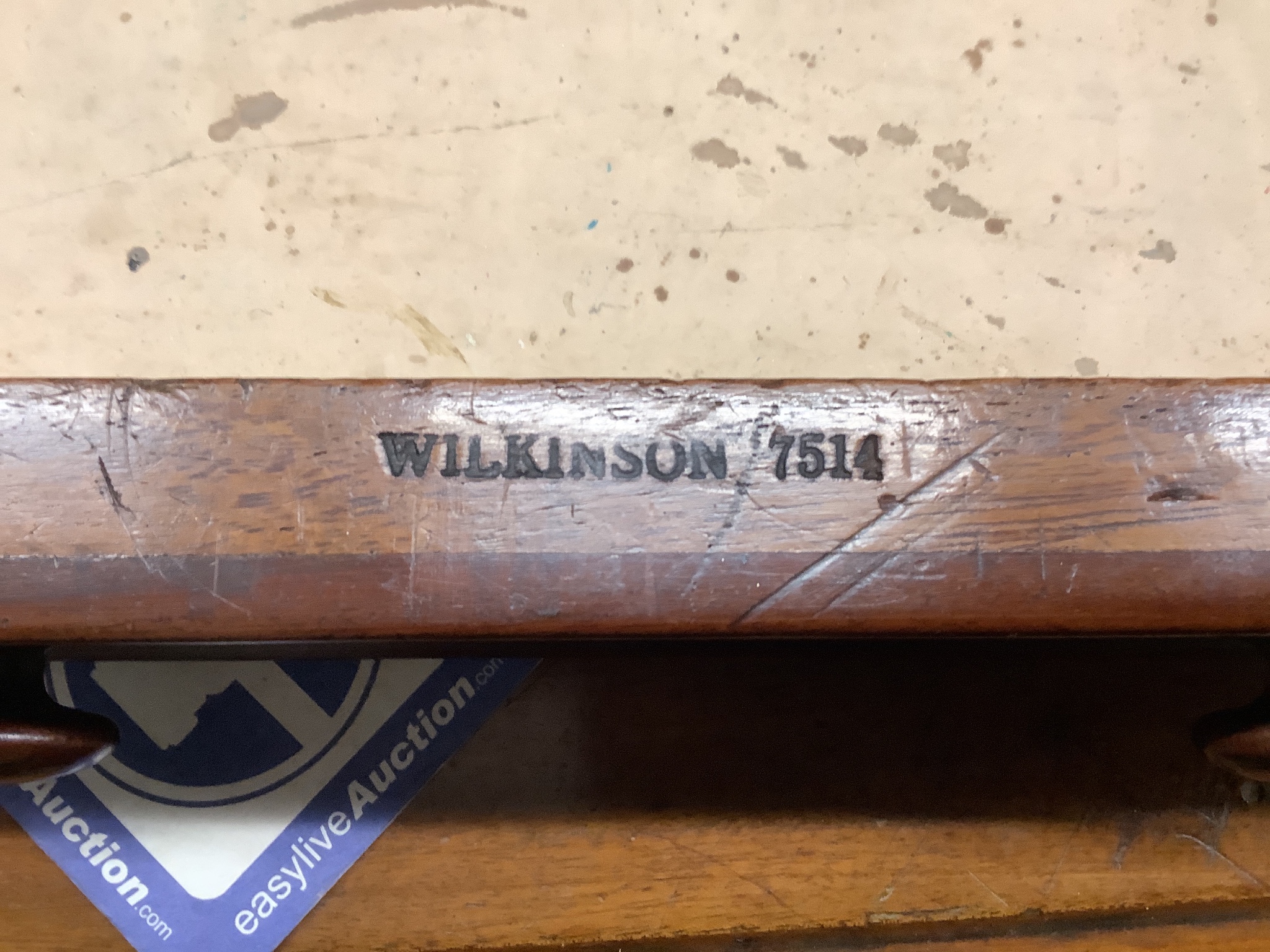 A Victorian mahogany two drawer side table, stamped Wilkinson 7514, width 99cm, depth 54cm, height 74cm